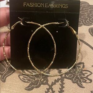 Source Unknown Textured Gold Hoop Earrings